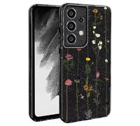 BEENTRYS Funda Flores Glitter para Samsung Galaxy A53 5G,Brillante Bling Sparkle Floral Niñas Mujeres Flexible Silicona Suave TPU Antigolpes Carcasa para Samsung Galaxy A53 5G(S204-Negro)