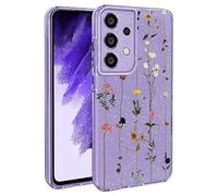 BEENTRYS Funda Flores Glitter para Samsung Galaxy A53 5G,Brillante Bling Sparkle Floral Niñas Mujeres Flexible Silicona Suave TPU Antigolpes Carcasa para Samsung Galaxy A53 5G(S204-Morado)
