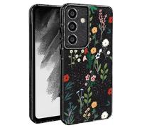 BEENTRYS Funda Flores Glitter para Samsung Galaxy A54 5G,Brillante Bling Sparkle Floral Niñas Mujeres Flexible Silicona Suave TPU Antigolpes Carcasa para Samsung Galaxy A54 5G(S202-Negro)