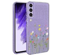 BEENTRYS Funda Flores Glitter para Samsung Galaxy A70,Brillante Bling Sparkle Floral Niñas Mujeres Flexible Silicona Suave TPU Antigolpes Carcasa para Samsung Galaxy A70(S201-Morado)
