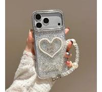 BEENTRYS Funda Glitter para Vivo V40E 5G Funda,Brillante Bonito Diseño Corazón Mariposa Strass Estético Niñas Mujeres Suave TPU Antigolpes Carcasa con Pulsera Perlas-Astilla