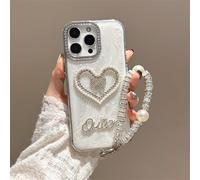 BEENTRYS Funda Glitter para Vivo Y19S 4G / Y29 5G Funda,Brillante Bonito Diseño Corazón Mariposa Strass Estético Niñas Mujeres Suave TPU Antigolpes Carcasa con Pulsera Perlas-Blanco