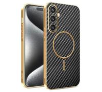 BEENTRYS Funda Magnética para Motorola Edge 40 / Edge 2023 Funda,Electrochapada Brillante Textura Fibra de Carbono Compatible con Magsafe Regalo Delgado Antigolpes Protección Carcasa-Negro