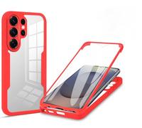 BEENTRYS Funda Transparente para Xiaomi Redmi A5 4G / Poco C71 171,Protector de Pantalla Integrado Suave de TPU PC Cover 360°Protección de Cámara Antigolpes Carcasa para Niñas Mujeres-Rojo
