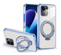 BEENTRYS Magnética Transparente Funda para OPPO F17 / A73 4G Funda,Galvanoplastia Soporte Protección de Cámara Ultrafina Silicona TPU Suave Delgada Antigolpes Carcasa-Azul