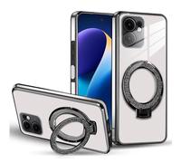 BEENTRYS Magnética Transparente Funda para OPPO F5 / A73 Funda,Galvanoplastia Soporte Protección de Cámara Ultrafina Silicona TPU Suave Delgada Antigolpes Carcasa-Negro