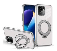 BEENTRYS Magnética Transparente Funda para OPPO F5 / A73 Funda,Galvanoplastia Soporte Protección de Cámara Ultrafina Silicona TPU Suave Delgada Antigolpes Carcasa-Plateado