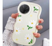 BEENTRYS Motivo Floral Funda para Xiaomi Poco F7 Pro Funda,Wave Frame Flores Flor Aesthetic Margaritas Mujeres Niñas Ultrafina Suave Silicona TPU Antigolpes Protectora Carcasa-Blanco