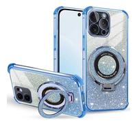 BEENTRYS Purpurina Funda para Vivo Y18 / Y03 / Y36T Funda,Anillo Soporte Magnético Lujosa Electroplateado Brillante Transparente TPU Silicona Niñas Mujeres Antigolpes Carcasa-Azul