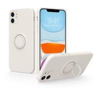 BEENTRYS Silicona Funda para Moto One Fusion Funda,Anillo Giratorio Soporte Magnético para Coche Ultra Suave TPU Case Cover Ultradelgada Antigolpes Carcasa para Teléfono-Blanco
