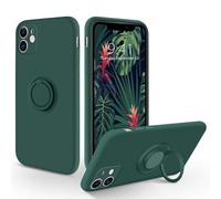 BEENTRYS Silicona Funda para Moto One Fusion Funda,Anillo Giratorio Soporte Magnético para Coche Ultra Suave TPU Case Cover Ultradelgada Antigolpes Carcasa para Teléfono-Verdeoscuro