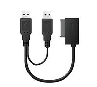 BEEOFICEPENG 1 cable delgado con fuente de alimentación externa USB 2.0 para laptop, CD-ROM, DVD-ROM, ODD, adaptador