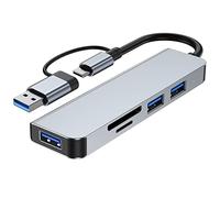 BEEOFICEPENG 5 puertos 2 en 1 USB 3.0 HUB USB 2.0 HUB Adaptador tipo C USB 3.0+USB2.0+SD+TF Multipuerto USB Splitter Expander para PC Ordenador