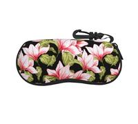 BEEOFICEPENG Estuche para gafas, Estuche para gafas de sol portátil de neopreno Estuche blando para gafas Estuche para gafas con cremallera, Patrón Sin Fisuras Con Flor De Magnolia