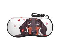 BEEOFICEPENG Estuche para gafas, Estuche para gafas de sol portátil de neopreno Estuche blando para gafas Estuche para gafas con cremallera, Lindo patrón de perro salchicha