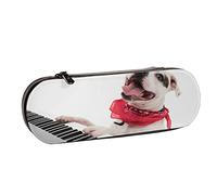 BEEOFICEPENG Estuche para lápices,A FUUNY Dog Play The Piano Kids,Estuche de Cuero para lápices, Bolso para Oficina, Escuela, joyero, Caja para brochas de Maquillaje