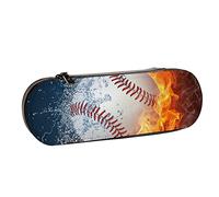 BEEOFICEPENG Estuche para lápices, Bola de béisbol, Fuego, Agua, ilustración, béisbol, niños, Estuche de Cuero, Bolso para bolígrafo, Oficina, Escuela, Caja de joyería, Caja de Pinceles de Maquillaje