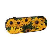 BEEOFICEPENG Estuche para lápices, Busy Bee On Black Eyed Susan Bee Close Up, Estuche de Cuero para lápices, Bolso para bolígrafos, Oficina, Escuela, joyero, Caja para brochas de Maquillaje