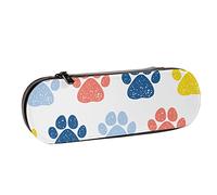 BEEOFICEPENG Estuche para lápices, Colorido Doodle Dog Paw Animal, Estuche de Cuero para bolígrafos, Oficina, Escuela, Caja de joyería, Caja para brochas de Maquillaje