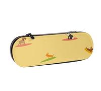 BEEOFICEPENG Estuche para lápices, Cool Happy Fun Summer Day Surf Dog, Estuche de Cuero para lápices, Bolso para Oficina, Escuela, Caja de joyería, Caja para brochas de Maquillaje