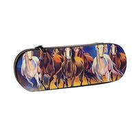 BEEOFICEPENG Estuche para lápices,Galope Ancient War Horse Animal Grass,Estuche de Cuero para lápices, Bolso para bolígrafos, Oficina, Escuela, joyero, Caja para brochas de Maquillaje