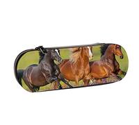 BEEOFICEPENG Estuche para lápices,Galope Ancient War Horse Animal Grass,Estuche de Cuero para lápices, Bolso para bolígrafos, Oficina, Escuela, joyero, Caja para brochas de Maquillaje