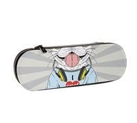 BEEOFICEPENG Estuche para lápices, Happy Animal Dog Enjoy Music Carton, Estuche de Cuero para lápices, Bolso para bolígrafos, Oficina, Escuela, Caja de joyería, Caja para brochas de Maquillaje