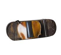 BEEOFICEPENG Estuche para lápices, Instrumento Musical, violín marrón, Estuche de Cuero para lápices, Bolso para bolígrafos, Oficina, Escuela, joyero, Caja para brochas de Maquillaje
