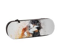 BEEOFICEPENG Estuche para lápices,Perro Animal Art Abstracto Acuarela Vintage Cachorro,Estuche de Cuero para lápices Oficina Escuela,Caja de joyería Caja de Pinceles de Maquillaje