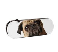 BEEOFICEPENG Estuche para lápices,Perro Pug,Estuche de Cuero para lápices,Escuela de Oficina,Caja de joyería Caja de Pinceles de Maquillaje