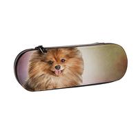 BEEOFICEPENG Estuche para lápices, Retrato de Pomerania alemán de Perro de Dibujo, Estuche de Cuero para lápices, Bolso para bolígrafos, Oficina, Escuela, joyero, Caja para brochas de Maquillaje