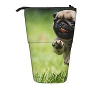 BEEOFICEPENG Estuche telescópico, Soporte para lápices con Estampado de Cachorros de Pug, Bolsa para lápices, Bolsa de Maquillaje