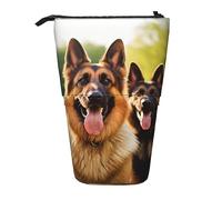 BEEOFICEPENG Estuche telescópico, Soporte para lápices con Estampado de Pastor alemán Feliz, Bolsa para lápices, Bolsa de Maquillaje
