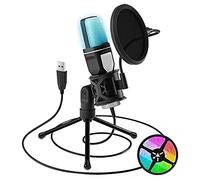BEEOFICEPENG Micrófono condensador USB RGB cardioide para juegos con filtro montado en absorción de impactos