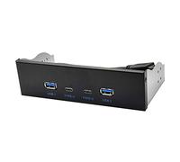 BEEOFICEPENG Panel de Unidad óptica USB 3.2 Tipo C de 10 Gbps, Panel de Unidad óptica Negro, 2 USB GEN2 + 2 x Tipo C de 3.5 Pulgadas 5.25 Pulgadas HUB de 19 a Conector Frontal Trasero