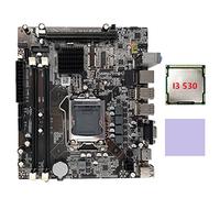 BEEOFICEPENG Placa base H55 LGA1156 compatible con I3 530 I5 760 Series CPU DDR3 Memory Computer Motherboard + I3 530 CPU + almohadilla térmica