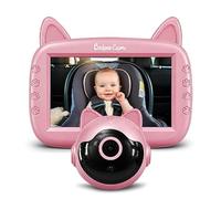 Beeper BABEECAM 1 - Cámara de Coche para bebé con Pantalla de 4,3 Pulgadas, visión Nocturna automática, cámara de Gato para Asiento Trasero, vigilancia de bebé en Coche, fácil instalación, Color Rosa