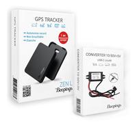 Beepings - Pack Tracker GPS Zen L + Convertidor - Resistente a los Inhibidores - 1 Año de Suscripción Incluida - Autonomía Ilimitada - Geolocalización en Toda Europa - Coche, Moto, Scooter