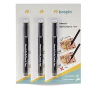 beeplo Rotulador detector de billetes falsos SafeCheck Pen Pack 3 unidades | 6000 billetes verificados por unidad | Euros y dólares | Detección segura e instantánea