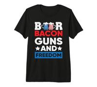 Beer Bacon Guns Freedom American Flag 4th of July Patriotic Camiseta Premium