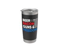 Beer Bacon Guns Freedom American Flag 4th Of July Patriotic Vaso térmico de acero inoxidable de doble pared