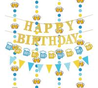 Beer Birthday Fiest Decoration Ban Beer Beer Banner Banner Banner Cheers and Beers Suministros para fiestas de la fiesta Decoraciones de fiesta de cu