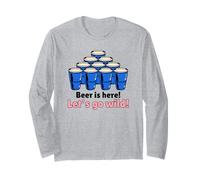 Beer Is Here Let's Go Wild (Fiesta) (Gráfico de Beer Pong) Manga Larga