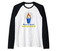Beer Is Here Let's Go Wild (Gráfico de Beer Pong) Camiseta Manga Raglan