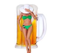 Beer Mug Pool Float - Hammock Inflatable Water Hammock, Floating Bed Lounger, Adult Pool Raft | Oversized Sunbathing Floatie, Fun Summer Party Float for Beach, Lake, Swimming Pool Relaxation