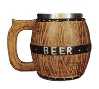 Beer Mug - Stainless Steel Wooden Barrel Tankard | Large Capacity Beer Cup