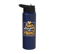 Beer Never Broke My Heart Funny Beber Tipografía EduEly Stainless Steel Insulated Water Bottle