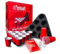 Beer Pong Kit® | Paquete Completo Oficial de Beer Pong | 2 Copas Rojas|2 Rejillas espaciadoras | 4 Bolas|Reglas Oficiales | Juego de Beber|Juego de Fiesta | OriginalCup®