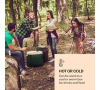 Nevera eléctrica Klarstein BeerBelly 29 - 29 L, 3 conexiones: 230 V, 12 V, encendedor y puerto USB, portátil, función de refrigeración y calentamiento, para coche, camión, camping, enchufe, verde