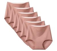 BeerMmay Aromira - Pantalones para mujer, Lushybum - Ropa interior moldeadora a prueba de fugas, cintura alta, no se ve, ropa interior sin costuras, 6 unidades, rojo ladrillo, M